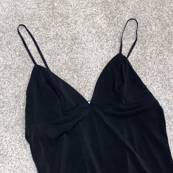 EUC One Piece Snap Crotch Black Bodysuit by Leith Size L Large Skinny Straps - Picture 2 of 7